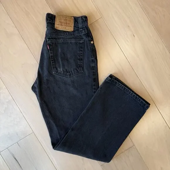 Vintage Levis 517 Jeans 30 Black 80s Dark Wash Denim Made in USA Boot Cut 0217